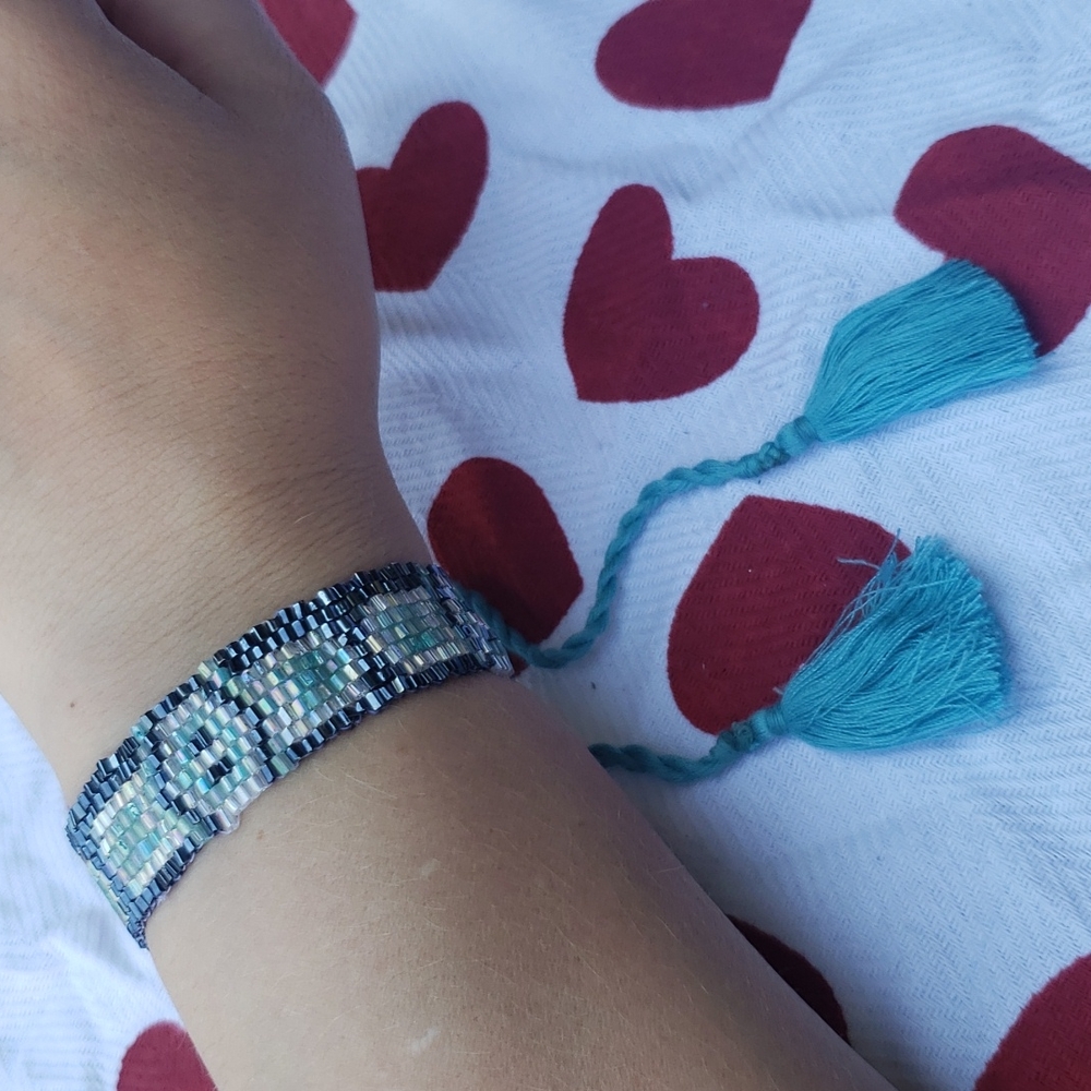 10/$20 Loom Beaded Adjustable Tassel Bracelet *W4